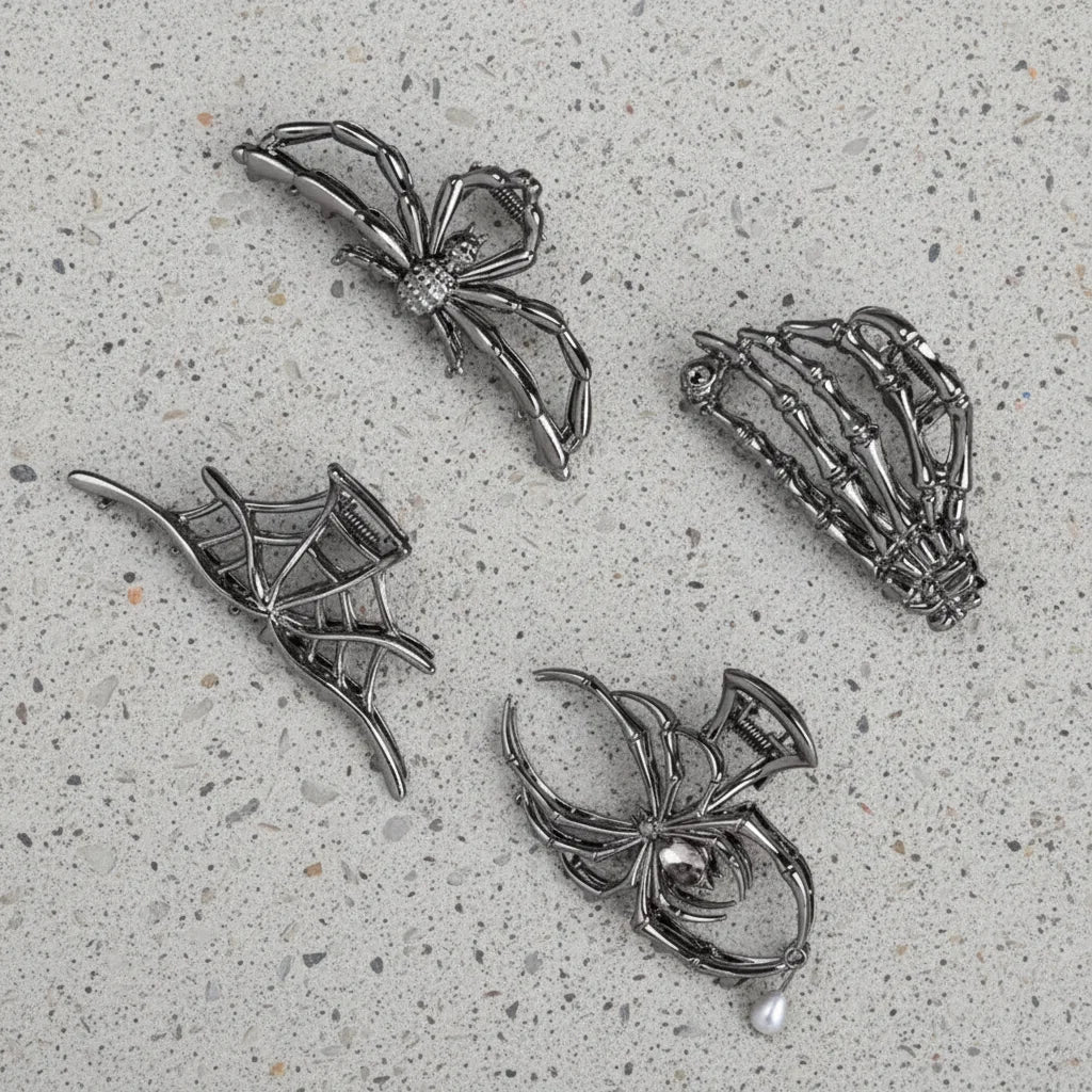Spider and Bat Halloween Hair Clip Set