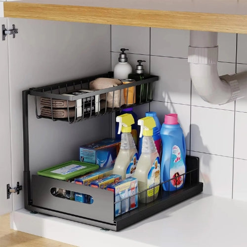 2-Tier Under-Sink Sliding Cabinet Organizer