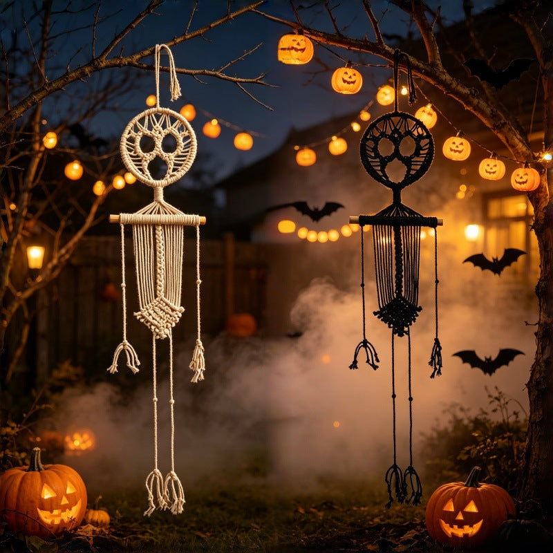 2-Piece Skeleton Skull Macramé Wall Hanging