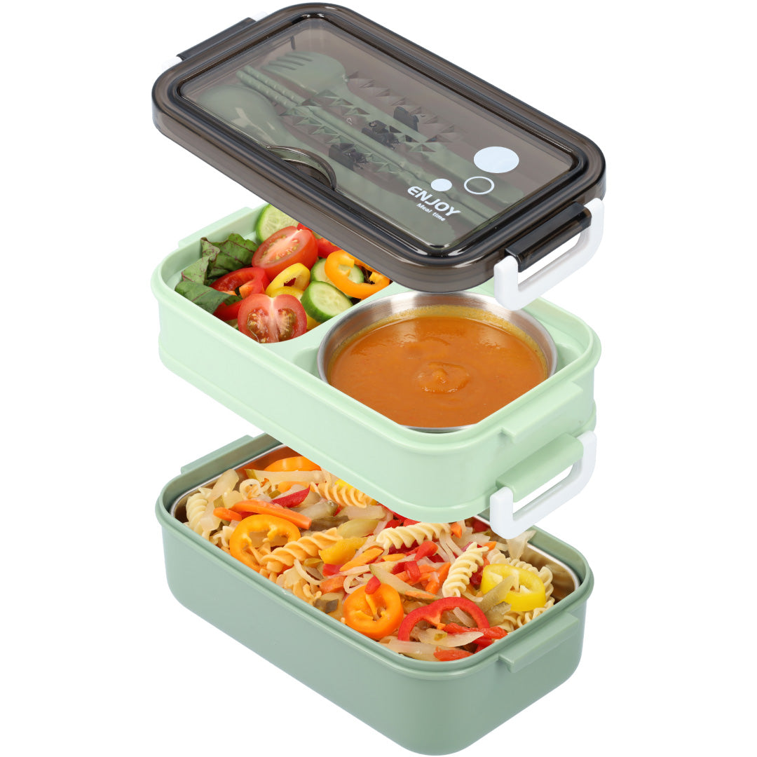 3-Tier Lunch Box with Soup Container and Cutlery