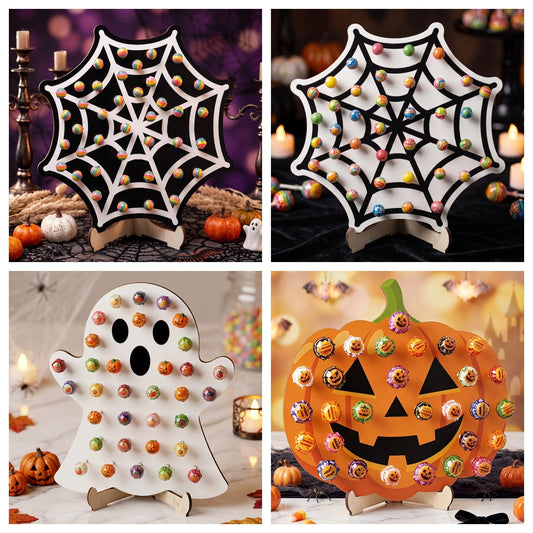 4-Piece Wooden Halloween Lollipop Holder Set