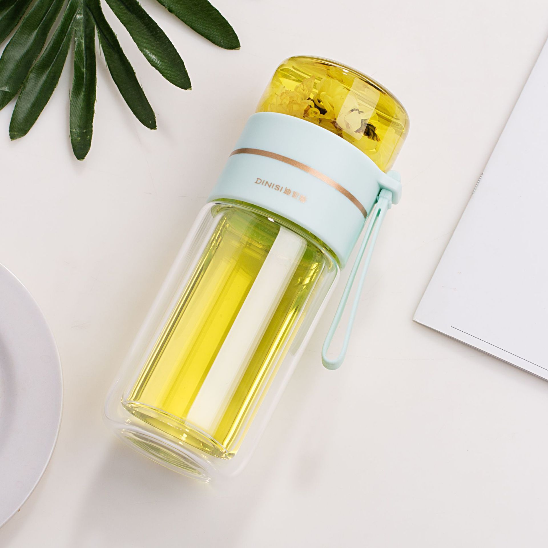 Double-Wall Glass Water Bottle with Tea Infuser