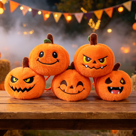 5-Piece Pumpkin Plush Keychain Set