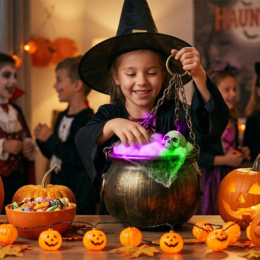 Hanging Witch Cauldron with Color LED Light