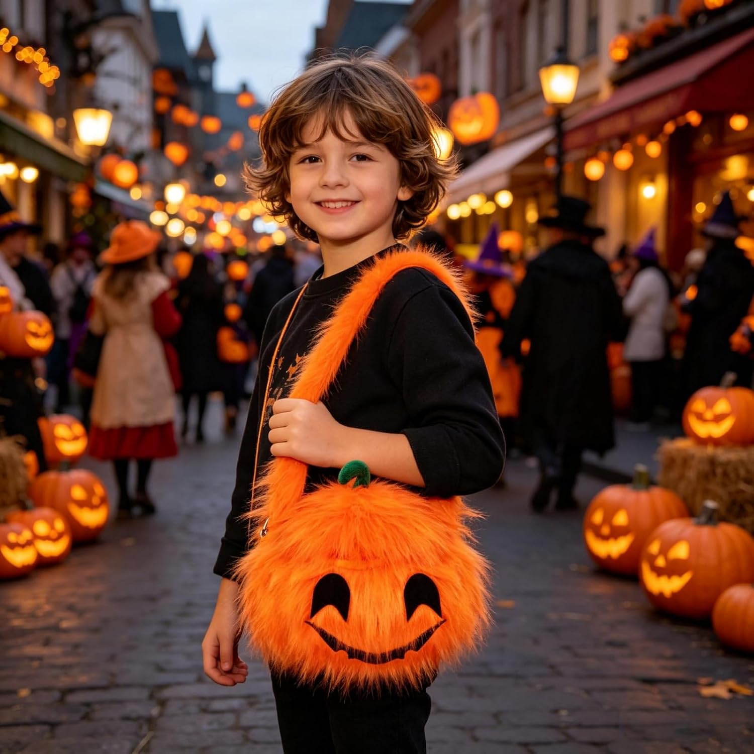 Plush Pumpkin Candy Bag and Shoulder Handbag