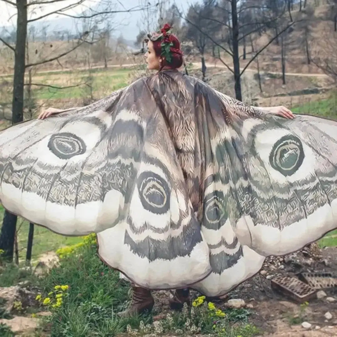 Gray Moth-Wing Costume Cape