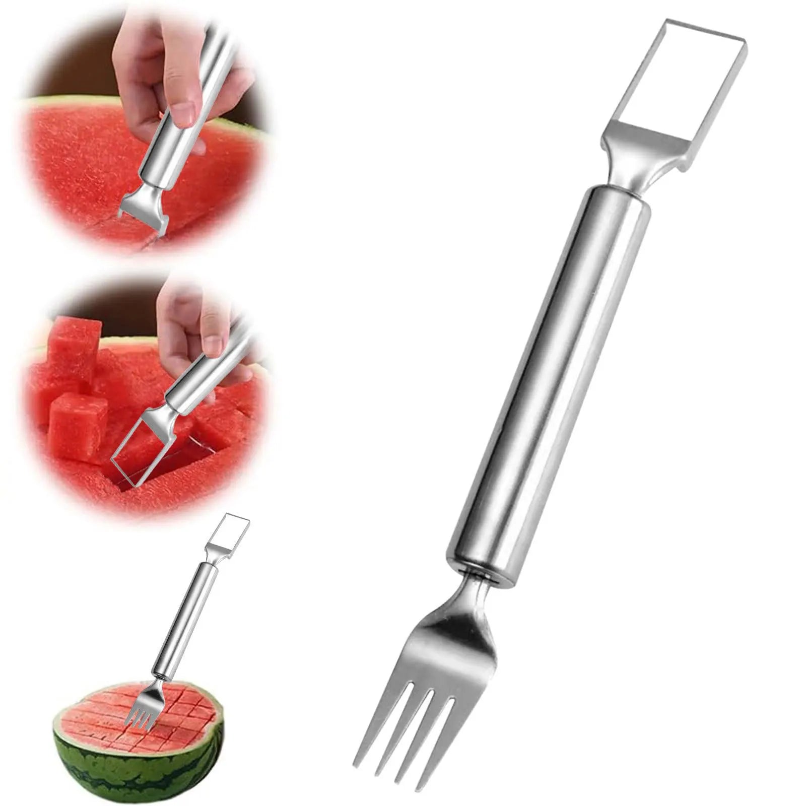 2-in-1 Stainless Steel Watermelon Cutter with Fork