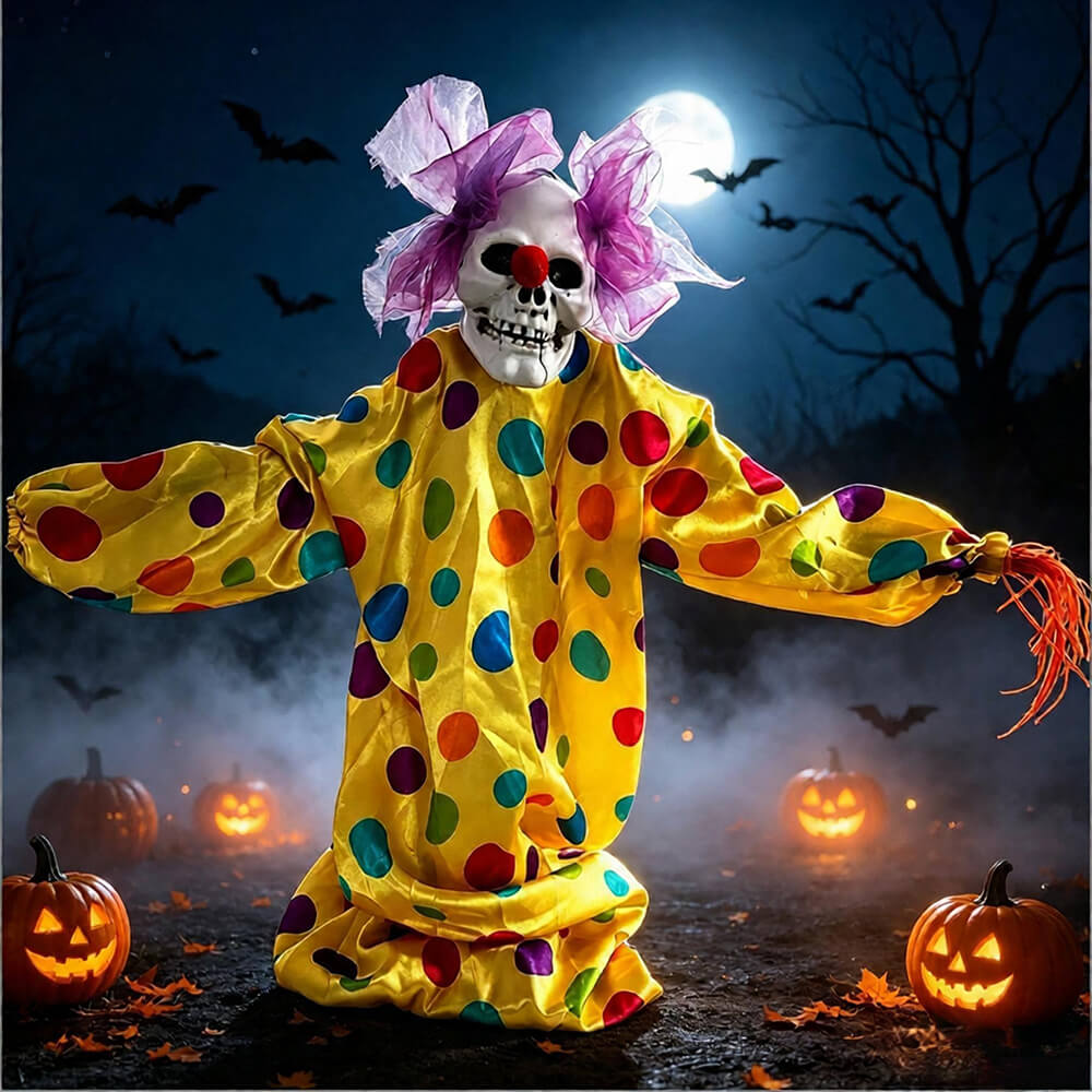 Skeleton Clown Yard Stake with Flashing Eyes and Sound