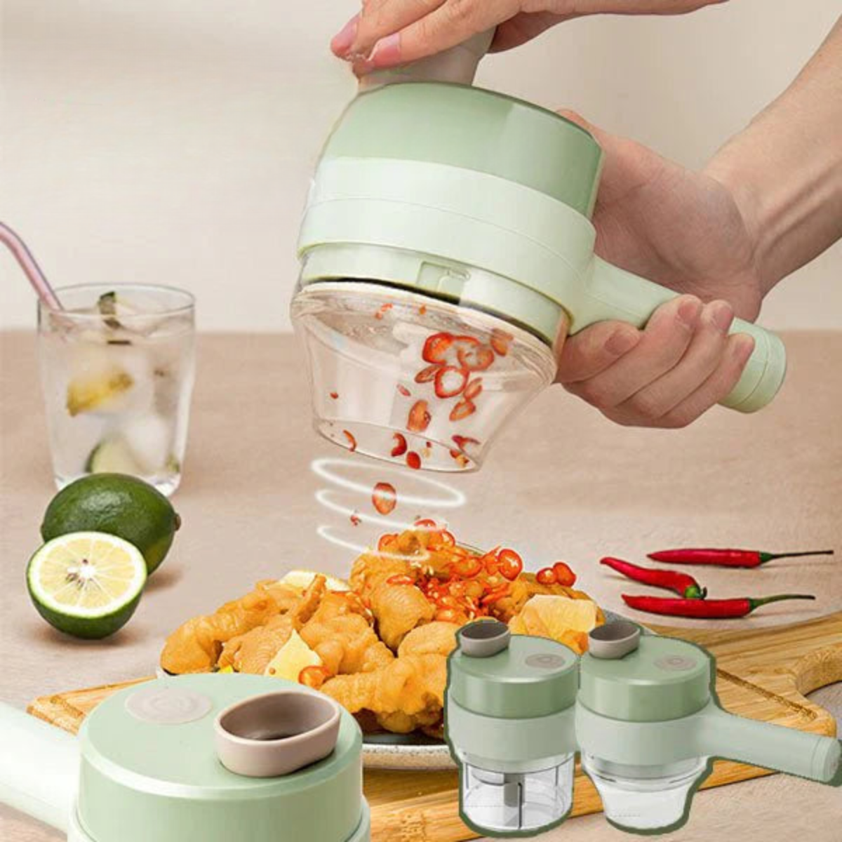 4-in-1 USB-Rechargeable Electric Food Chopper