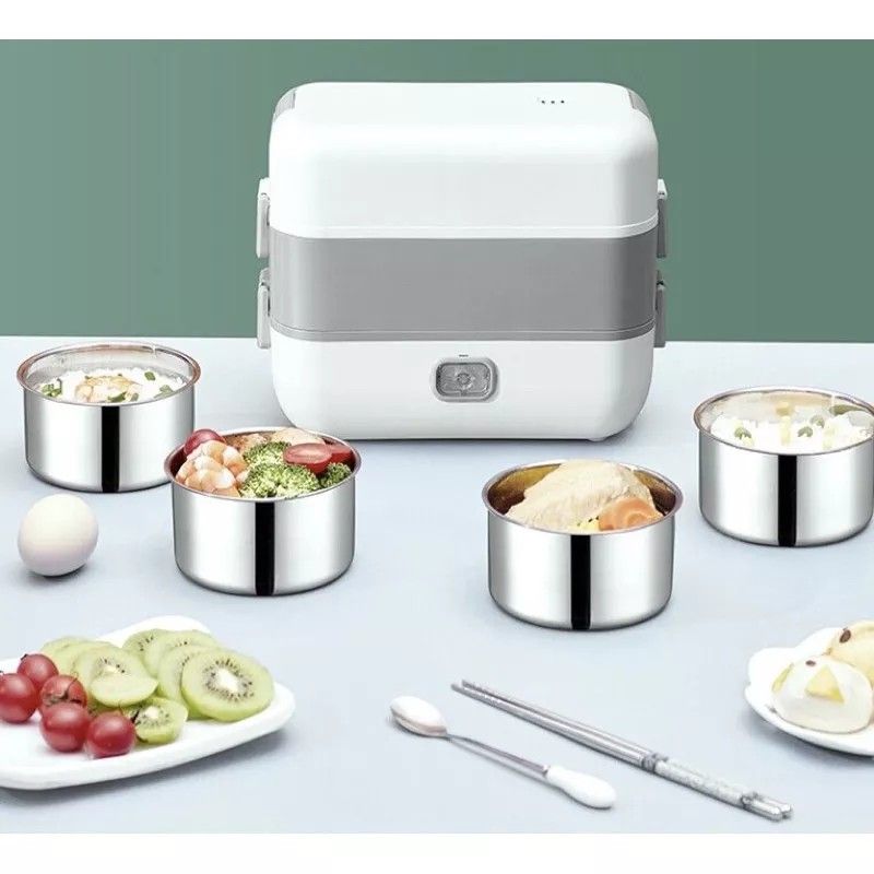 Two-liter electric lunch box with stainless steel food containers