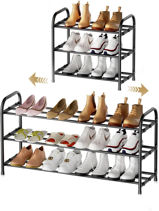 Adjustable 3-level space-saving shoe organizer
