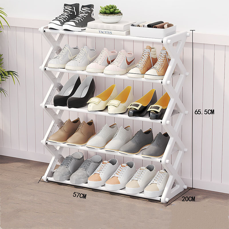 Foldable multi-tier shoe rack for closet storage