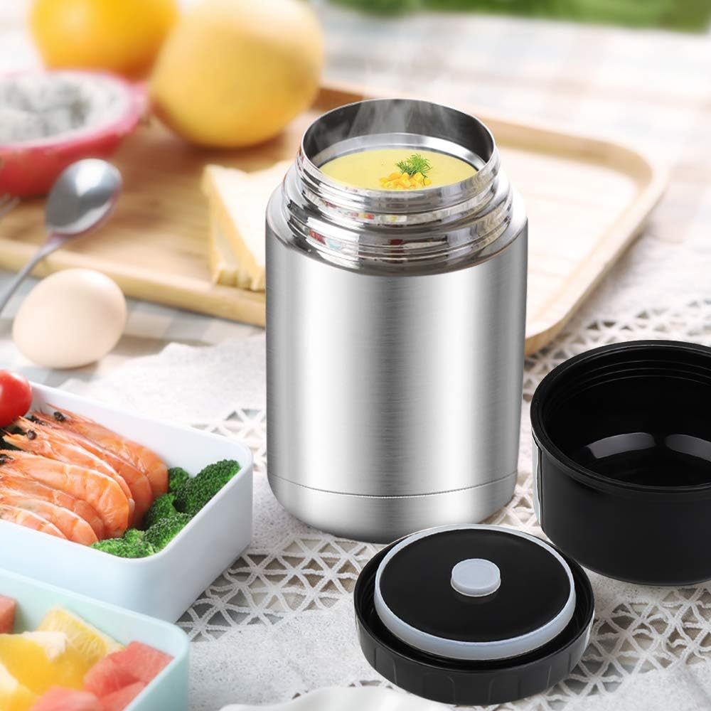 Insulated stainless steel thermos lunch box with wide opening