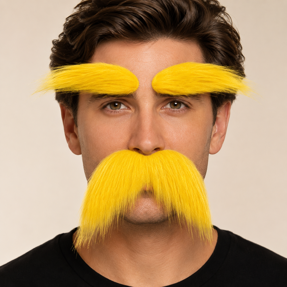 Adhesive Costume Mustache and Eyebrow Set