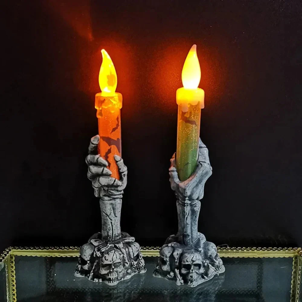 Skull Candle Holder Halloween Decoration