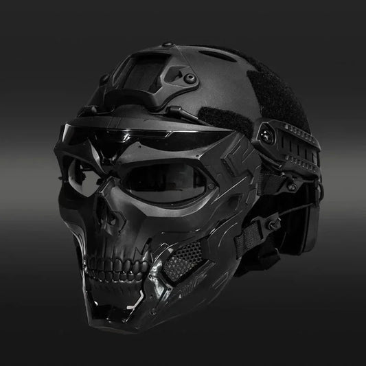 Skull Costume Mask with Tactical-Style Helmet
