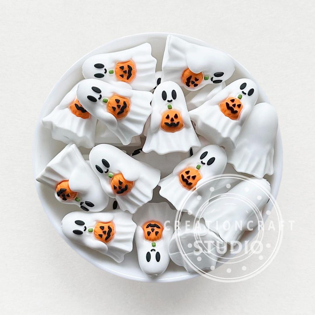 3D Pumpkin and Ghost Silicone Beads
