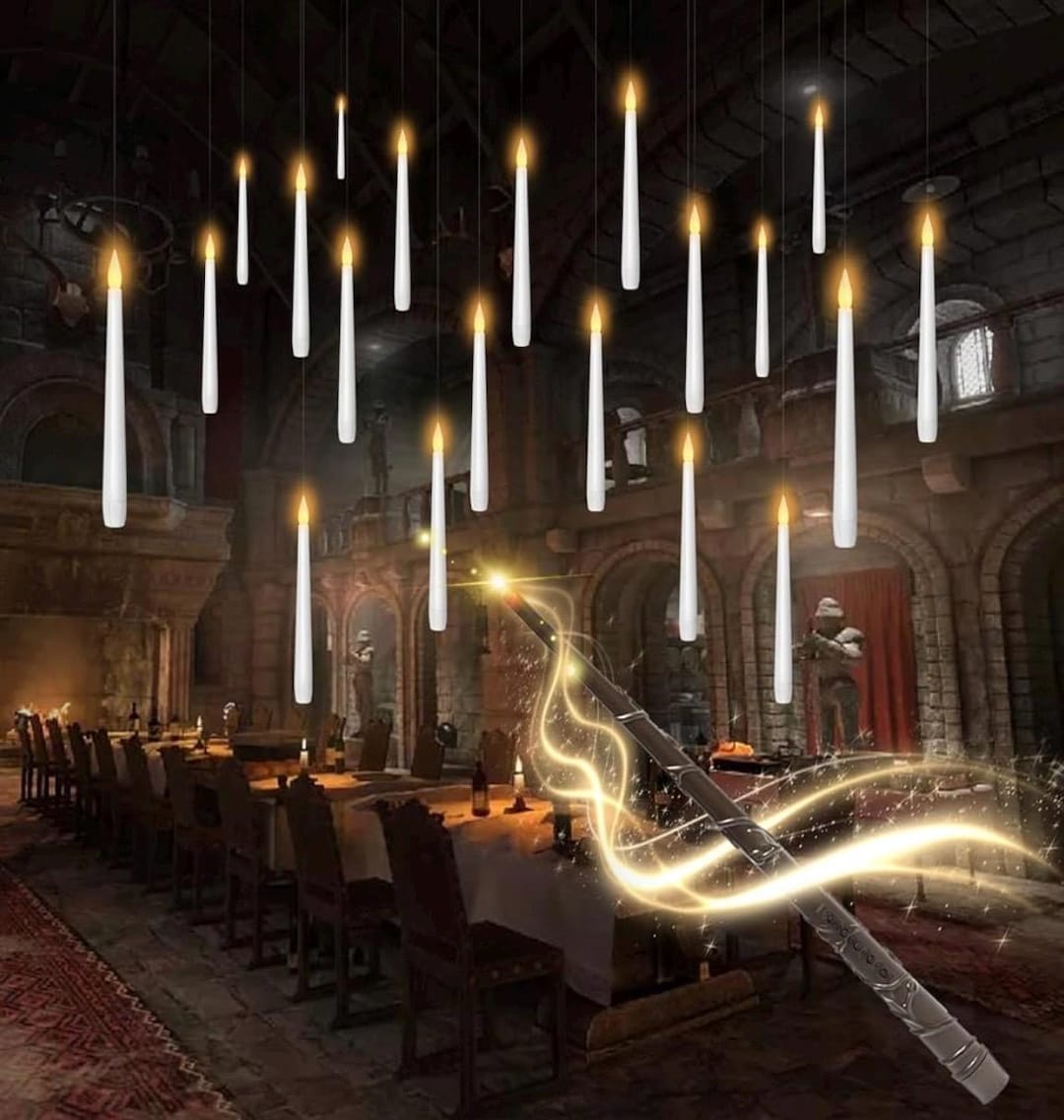 20-Piece Flameless Floating Candle Set with Wand
