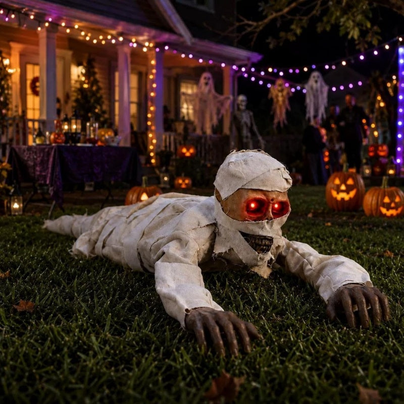 Sound-Activated Crawling Mummy Halloween Prop