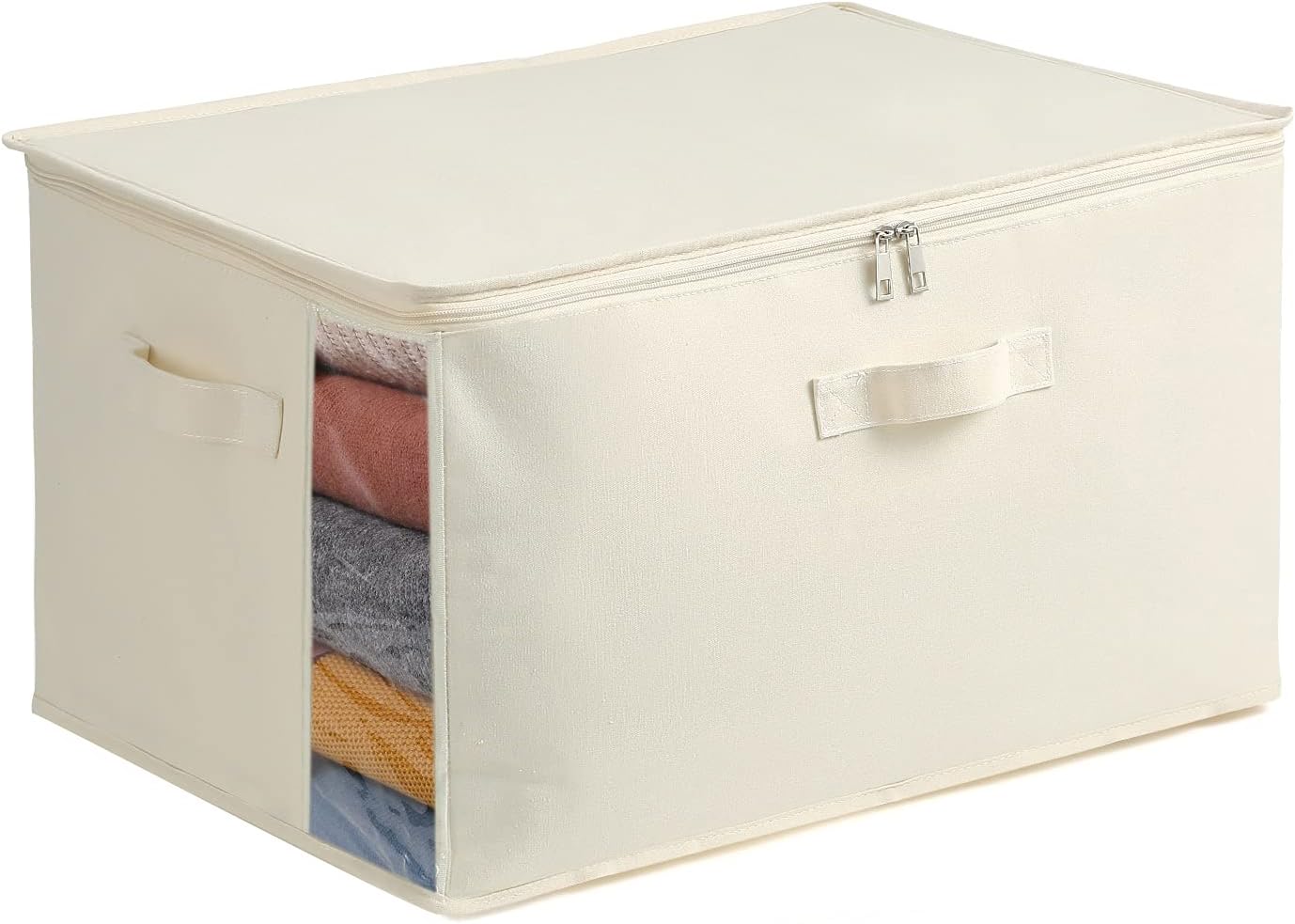 Canvas Clothing Storage Organizer Set with Handles and Viewing Window