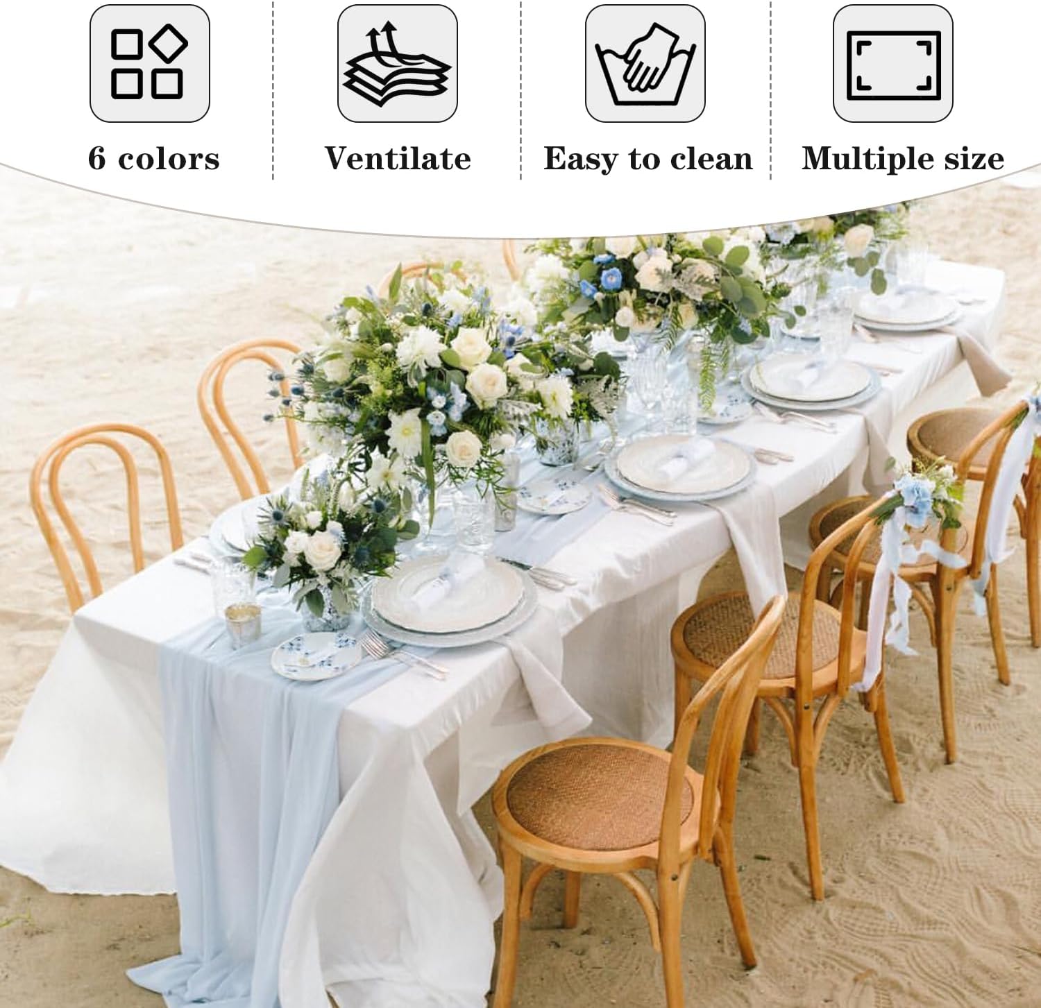 Fitable White Tablecloths for Rectangle Tables, 6 Pack - 70 x 120 Inches - Reusable and Washable Table Clothes for 6-8 Ft Tables, Polyester Fabric Table Covers for Wedding, Party, Banquet - Image 7