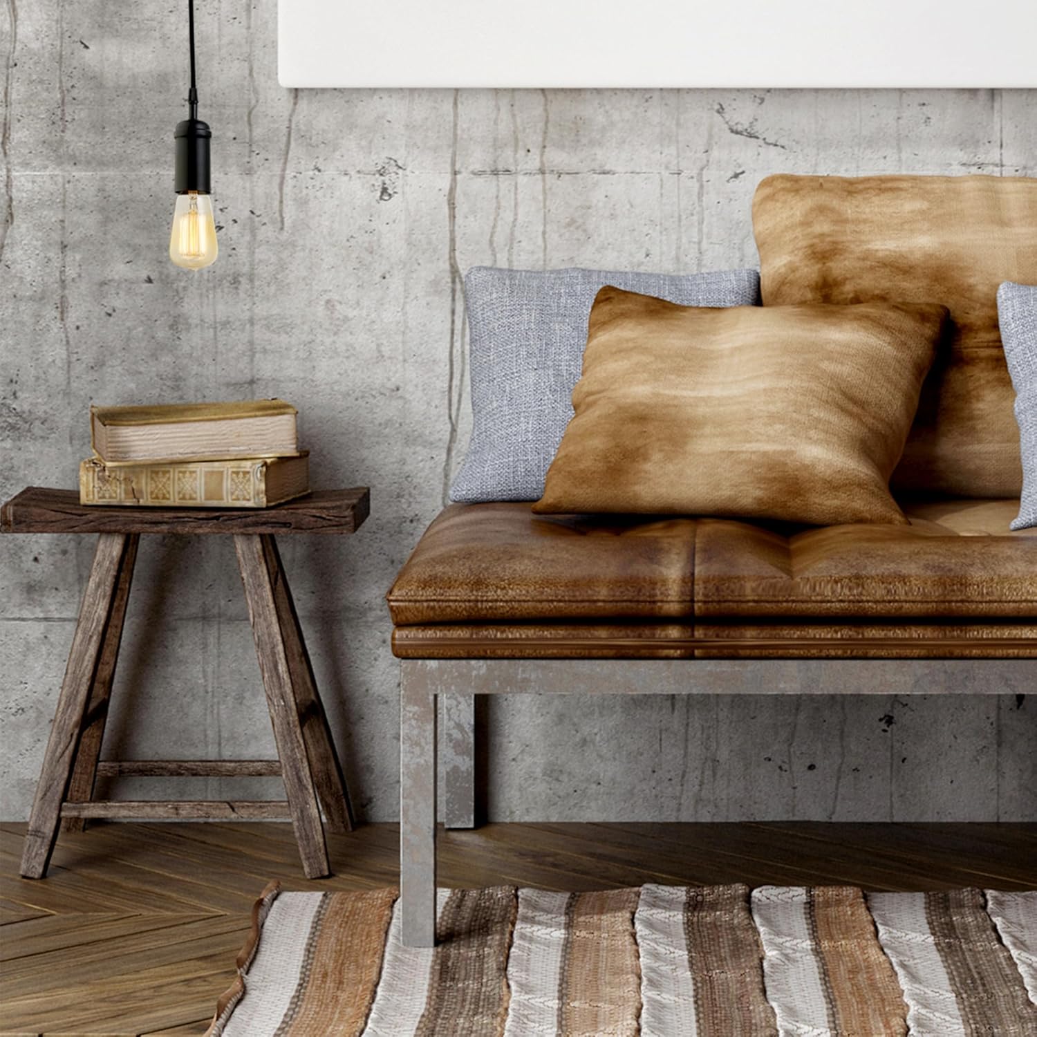 Globe Electric 64906 1-Light Pendant, Matte Black, Black Woven Fabric Cord, E26 Base Socket, Kitchen Island, Café, Decorative, Ceiling Hanging Light Fixture, Modern, Vintage, Bulb Not Included - Image 4