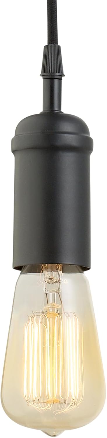 Globe Electric 64906 1-Light Pendant, Matte Black, Black Woven Fabric Cord, E26 Base Socket, Kitchen Island, Café, Decorative, Ceiling Hanging Light Fixture, Modern, Vintage, Bulb Not Included - Image 8