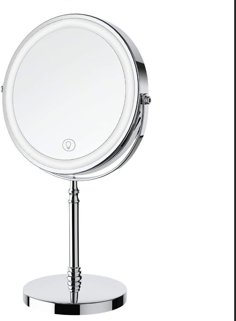 Lighted Makeup Mirror, 8" Rechargeable Double Sided Magnifying Mirror with 3 Colors, 1x/10x 360° Rotation Touch Screen Vanity Mirror, Brightness Adjustable Magnification Cosmetic Light up Mirror - Image 9