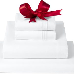 Mellanni Queen Sheets Set - 4 PC Iconic Collection Bedding Sheets & Pillowcases - Hotel Luxury, Extra Soft, Cooling Bed Sheets - for Women, Men, Kids & Teens (Queen, White)