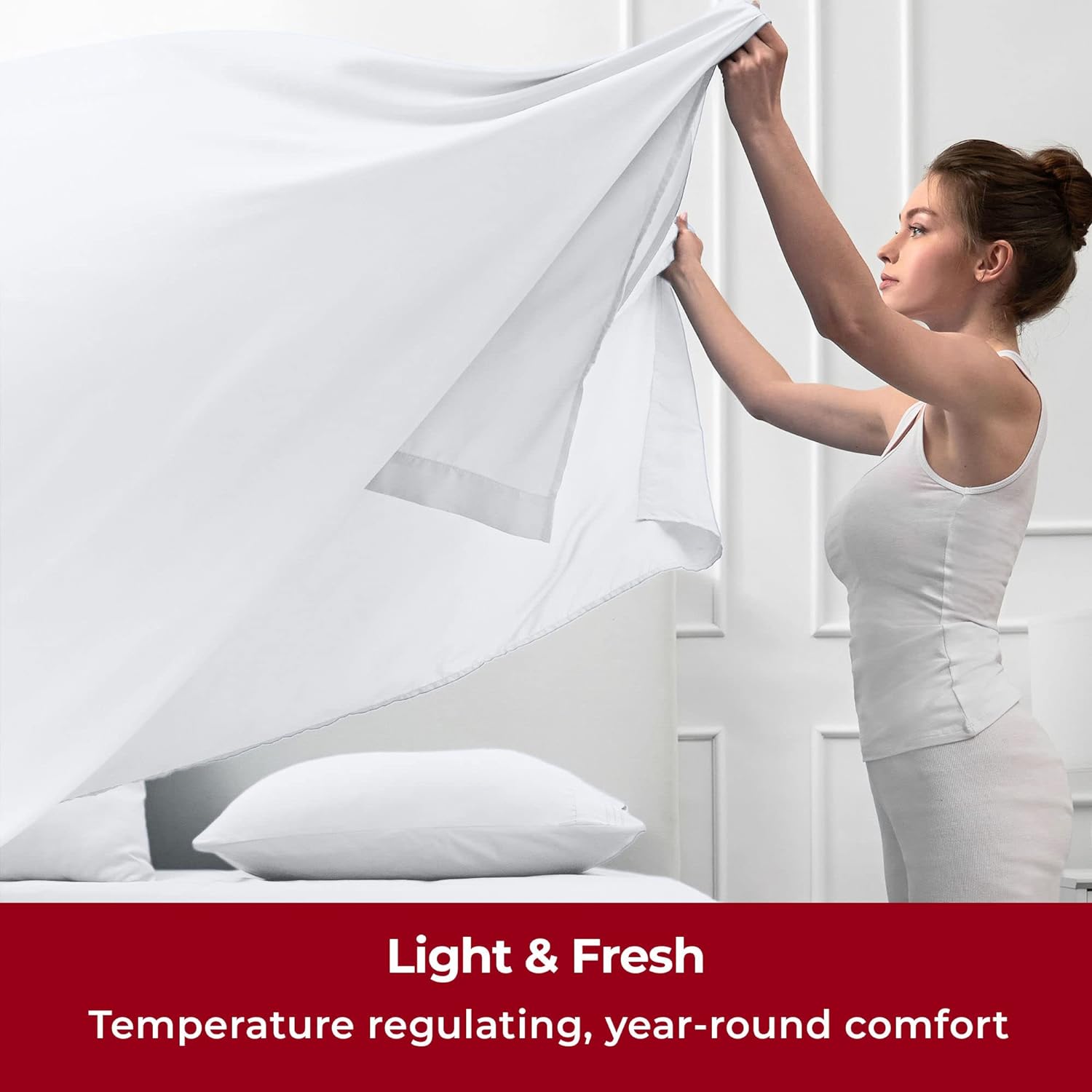 Mellanni Queen Sheets Set - 4 PC Iconic Collection Bedding Sheets & Pillowcases - Hotel Luxury, Extra Soft, Cooling Bed Sheets - for Women, Men, Kids & Teens (Queen, White) - Image 4