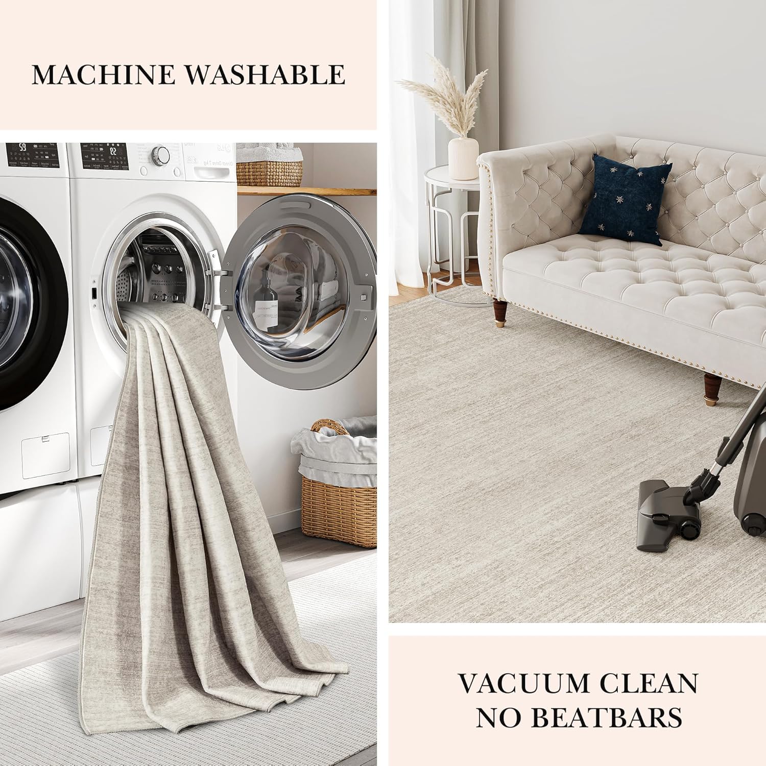 Valenrug Washable Rugs 5x7 - Stain Resistant 5x7 Area Rugs for Living Room, Non Slip Backing Printed Rugs for Bedroom, Folable Machine Washable Area Rug (5'x7', Beige) - Image 5