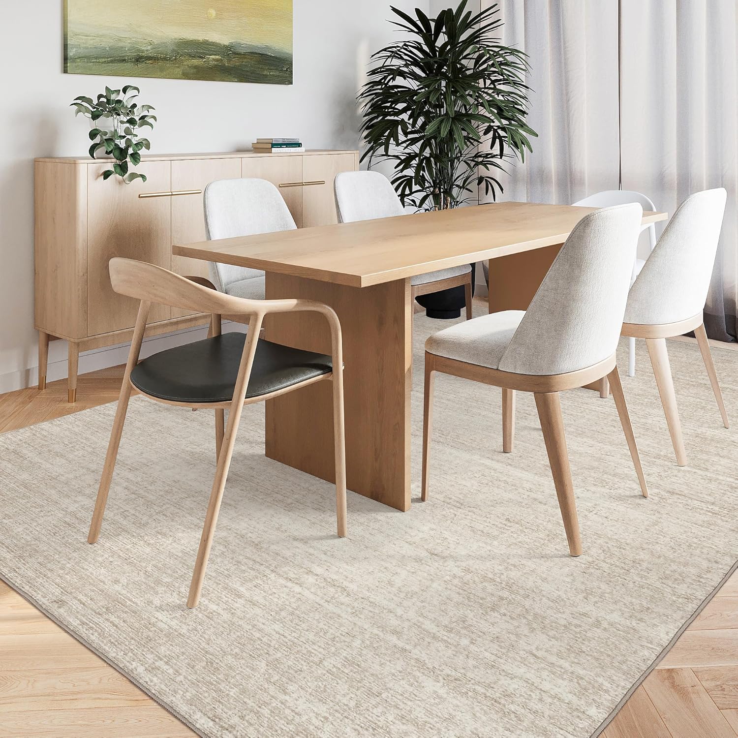 Valenrug Washable Rugs 5x7 - Stain Resistant 5x7 Area Rugs for Living Room, Non Slip Backing Printed Rugs for Bedroom, Folable Machine Washable Area Rug (5'x7', Beige) - Image 7