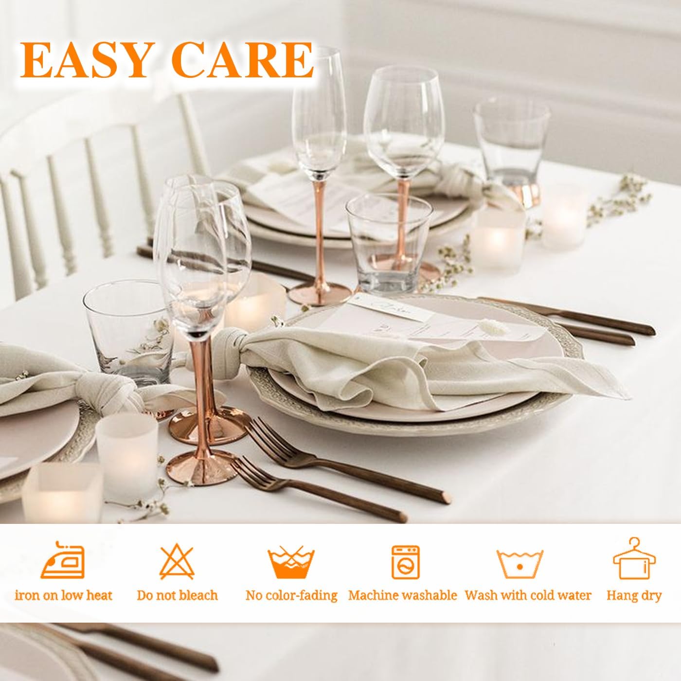 WIGENIUS 6 Pack White Table Cloth Rectangle Tablecloths 60X102 Inch,Polyester Table Cloth for 6 Foot Rectangle Tables,Wrinkle Resistant Washable Fabric Table Covers for Party,Wedding Banquet - Image 4