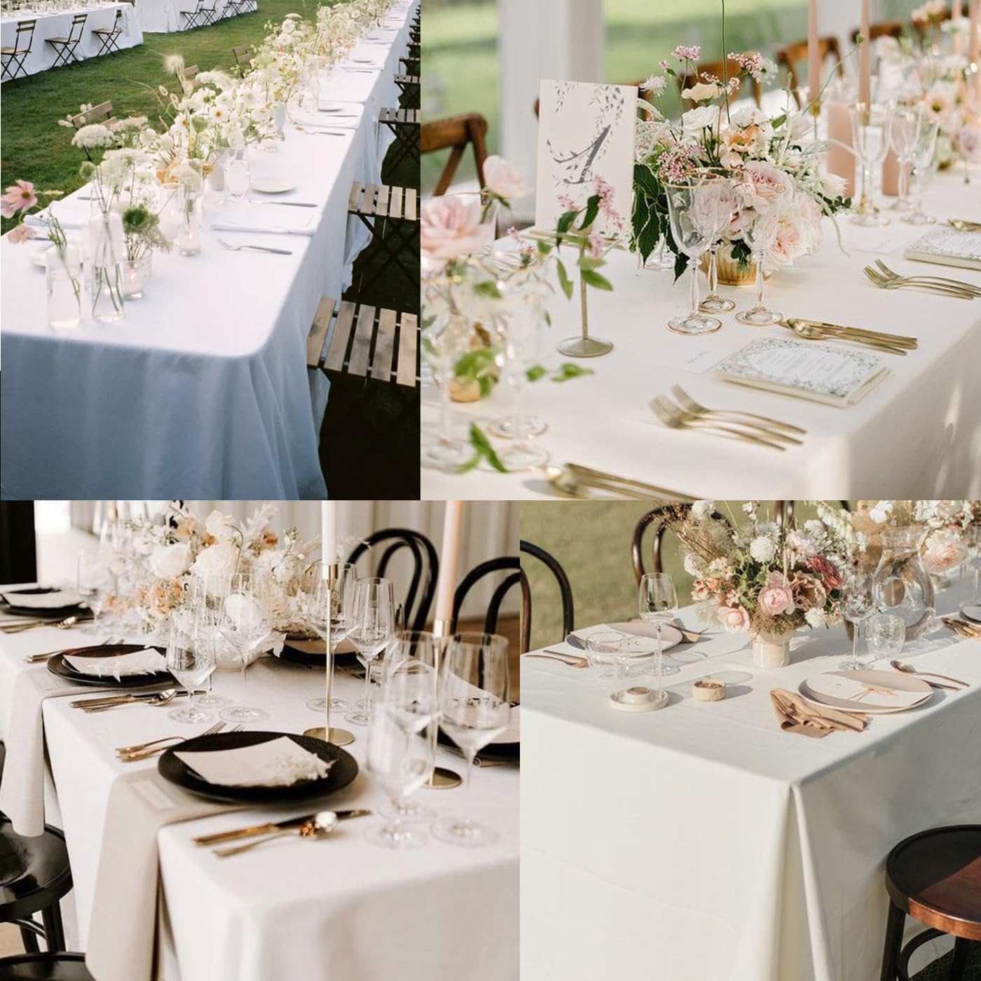 WIGENIUS 6 Pack White Table Cloth Rectangle Tablecloths 60X102 Inch,Polyester Table Cloth for 6 Foot Rectangle Tables,Wrinkle Resistant Washable Fabric Table Covers for Party,Wedding Banquet - Image 7